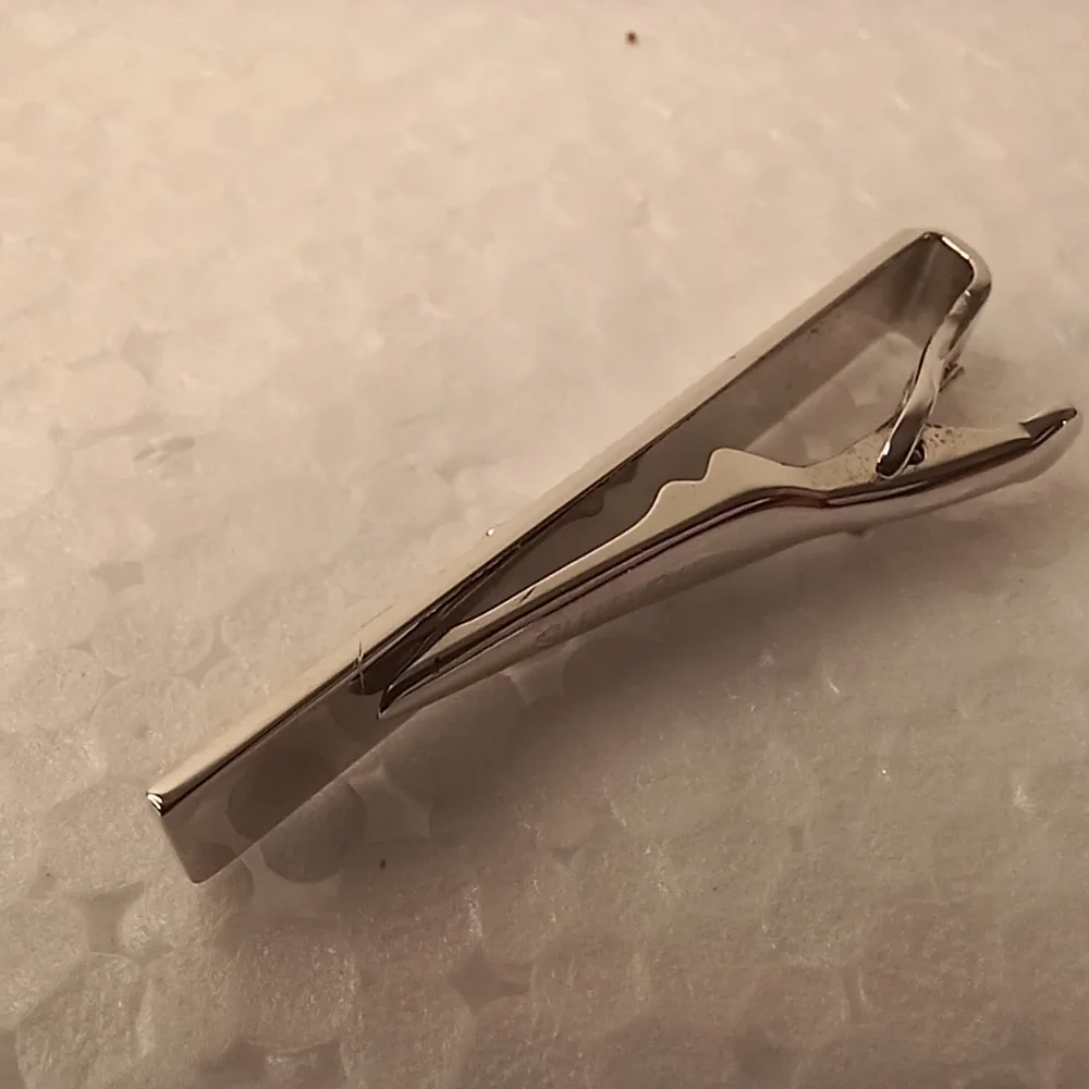 Silver Cufflinks and Tie Clip Set Vintage SWANK Sculpted Graphic Mid-Century